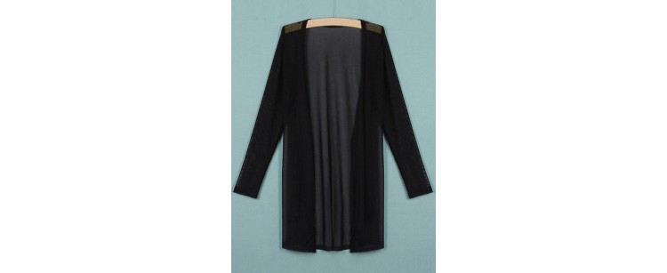 Casual Women Solid Soft Mesh Beach Cover Up Long Cardigan