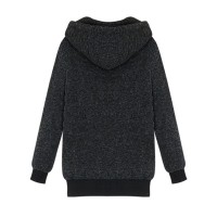 Pocket Casual Thick M-3XL Loose Beige/Black Zipper Hood Women Coat